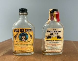 2 Vintage Faux Miniature Liquor Bottles:wild Bill Hickup & Ole Polecat