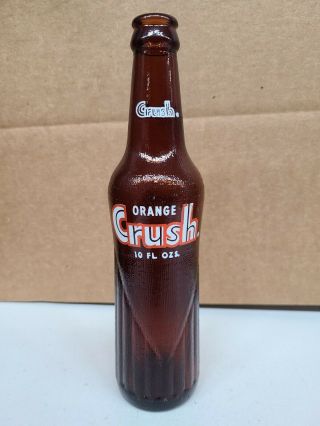 Vintage Brown Orange Crush 10 Oz Pop Bottle.  Evanston,  Il (a)