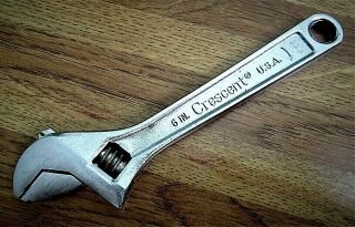 Vintage Crescent Tool Co.  6 Inch Adjustable Chrome Wrench Made In Usa
