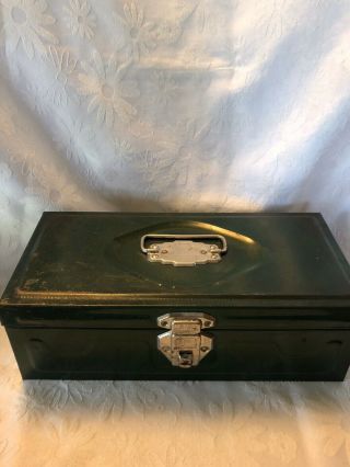 Vintage Union Steel Green Tool Chest/ Tackle Box Leroy Ny Usa