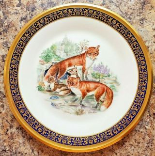 1974 Lenox - Boehm Red Foxes - Woodland Wildlife - Dinner Plate