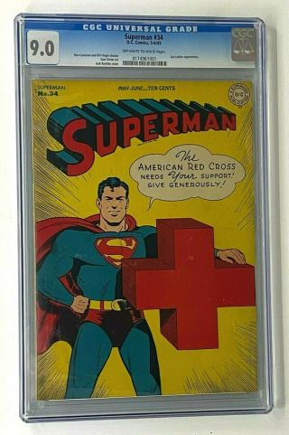 Superman 34 Dc Comics 1945 Cgc 9.  0 Lex Luthor Appearance