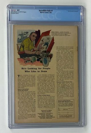 INCREDIBLE HULK 1 Marvel Comics 1962 CGC 6.  0 Hulk Origin & 1st Appearance 3