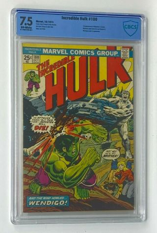 Incredible Hulk 180 Marvel 1974 Cbcs 7.  5 Wolverine 1st Appearance (cameo)