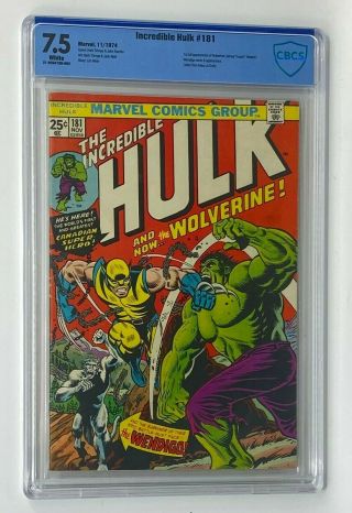 Incredible Hulk 181 Marvel Comics 1974 Cbcs 7.  5 Wolverine 1st Full Appearance