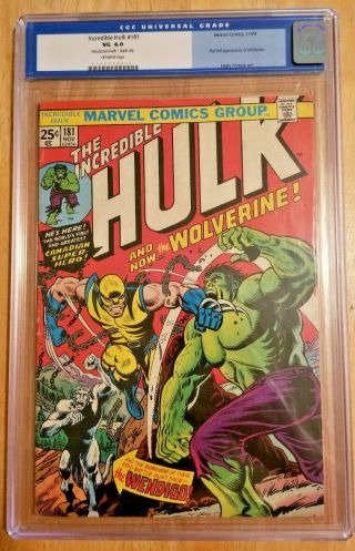Incredible Hulk 181 1974 1st App Wolverine Cgc Graded 4.  0 Off - White Old Label