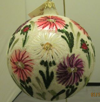 Slavic Treasures Ornament Flower Orb – Height 4.  5” - Is In Rabbit Ball - 98 - 086
