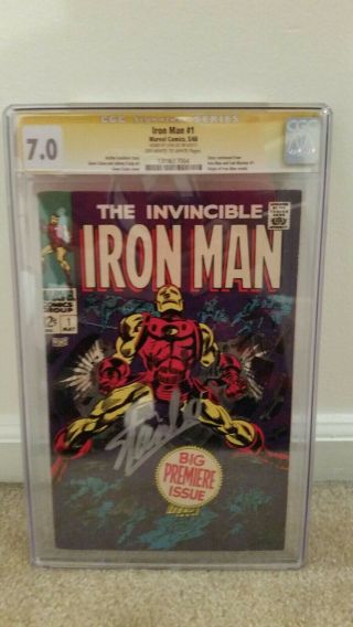 Invincible Iron Man 1 Cgc Ss 7.  0 Signed By Stan Lee - Silver Age Marvel Key