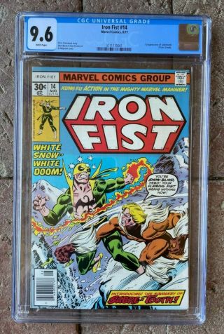Iron Fist 14 Cgc 9.  6 White Pages 1st Sabretooth Bronze Key