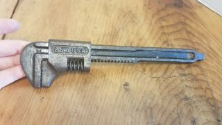 Vintage Antique Ford Adjustable Pipe Wrench M Auto Tool 9 1/2 "
