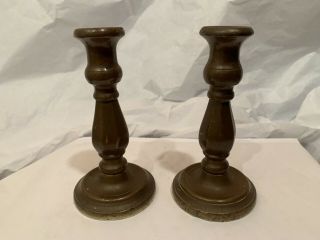 Solid Antique Brass Candlesticks With Screw On Base,  1pair,  4 - 1/2” High