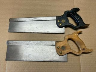 2 Vintage Henry Disston & Sons Cast Steel 12 " Back Saws Usa