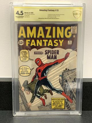 Fantasy 15 Cbcs 4.  5 Ss Stan Lee Signed 1st Spiderman Holy Grail Nr Cgc