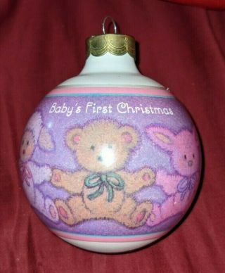 Hallmark Keepsake Baby’s First Christmas Baby Girl Glass Ball 1993 Ornament Rare