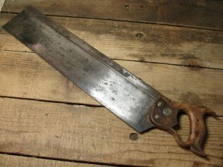 Antique H.  Disston & Sons 20 " 12tpi Back Saw Made For Langdon Miter Mitre Box