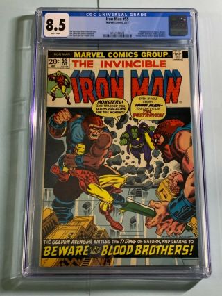 Iron Man 55 Cgc 8.  5 Oww Marvel 1973 1st Thanos,  Drax,  Mentor And Starfox