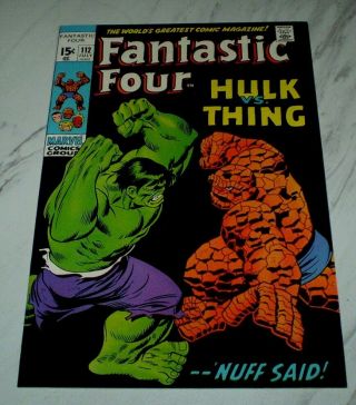 Fantastic Four 112 Nm,  9.  6 Snow - White Pages1971 Marvel Hulk Thing Battle Cover