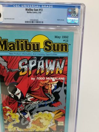 The Malibu Sun 13 CGC 9.  6 White Pages 1st Appearance of Spawn RARE Case 3