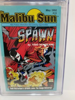 The Malibu Sun 13 CGC 9.  6 White Pages 1st Appearance of Spawn RARE Case 4
