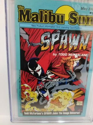 The Malibu Sun 13 CGC 9.  6 White Pages 1st Appearance of Spawn RARE Case 5