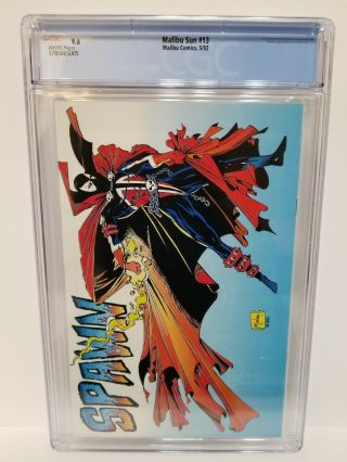 The Malibu Sun 13 CGC 9.  6 White Pages 1st Appearance of Spawn RARE Case 6