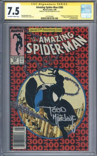Spider - Man 300 Vol 1 Cgc 7.  5 Signature Series Todd Mcfarlane 1st Venom