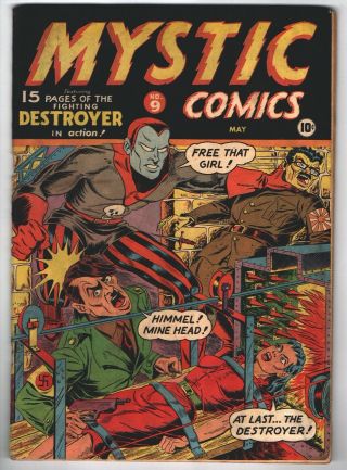 Mystic Comics 9 Rare Timely Classic Hitler Cover Black Marvel Blazing Skull