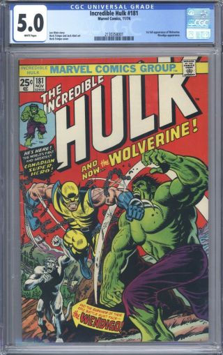 Incredible Hulk 181 Vol 1 Cgc 5.  0 1st App Of Wolverine Looking Book