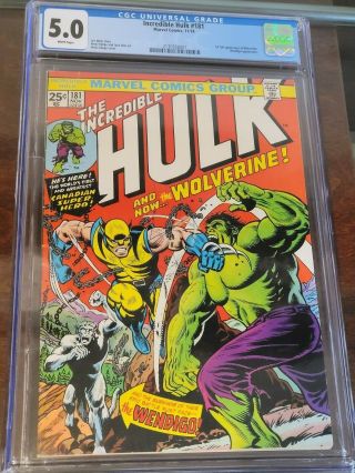 Incredible Hulk 181 Vol 1 CGC 5.  0 1st App of Wolverine Looking Book 3