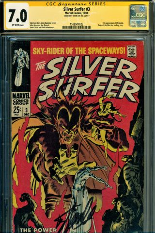 Silver Surfer 3 Cgc 7.  0 Ss Signed By Stan Lee 1st App Of Mephisto Movie App