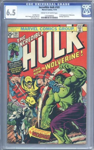 Incredible Hulk 181 Vol 1 Cgc 6.  5 1st App Of Wolverine Looking Book
