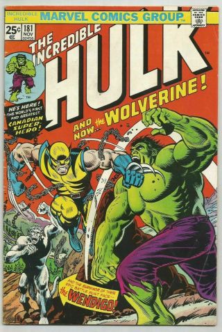 The Incredible Hulk 181,  1974,  First Wolverine,  With Stamp,  Great Color