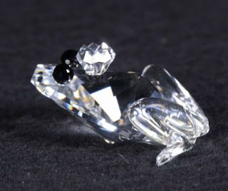 Swarovski Crystal Crowned Prince Frog W/ Black Eyes 7677 Nr 45 1 " H X 2.  25 " L