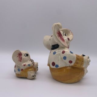 Vintage Elephant Mom and Baby Salt And Pepper Shakers Japan Circus Collectible 3