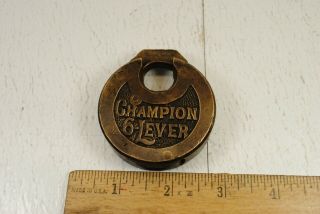 Vintage Champion 6 Lever Brass Padlock No Key