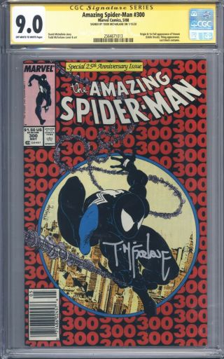 Spider - Man 300 Vol 1 Cgc 9.  0 Signature Series Todd Mcfarlane 1st Venom