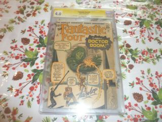 Fantastic Four 5 Cgc 4.  0 Signed By Stan Lee Off White To White
