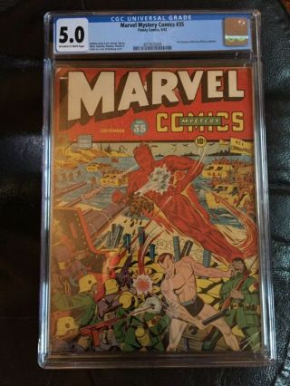 Marvel Mystery Comics 35 Cgc Vg/fn 5.  0; Ow - W; Nazi Wwii Cover By Schomburg