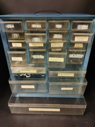 Vintage 21 Drawer Akro - Mils Metal Nut/bolt Small Parts Storage Cabinet Organizer
