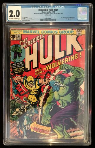 Incredible Hulk 181 1st Full Wolverine Appearance Cgc 2.  0