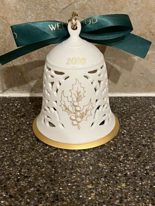 Vintage Wedgewood 4 " Dated 2000 Pierced Bell Christmas Ornament