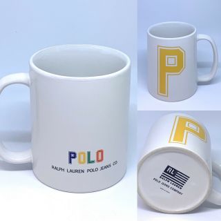 Vtg Ralph Lauren Polo Jeans Company Co Polo University Letter Coffee Mug Cup