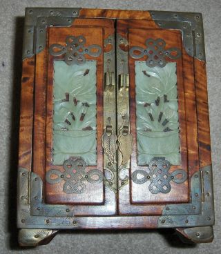 Small Wooden Ornate Handmade Jewelry Box 3 Drawer With Doors