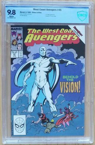 West Coast Avengers 45 1st White Vision Marvel 1989 Cbcs 9.  8 White Wandvision