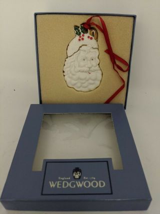 Lovely Wedgwood Jasperware White Jasper Santa With Gold Ornament
