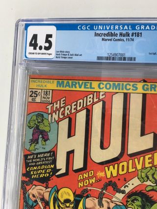 Incredible Hulk 181 1st full Wolverine appearance CGC 4.  5 Marvel Comic 2