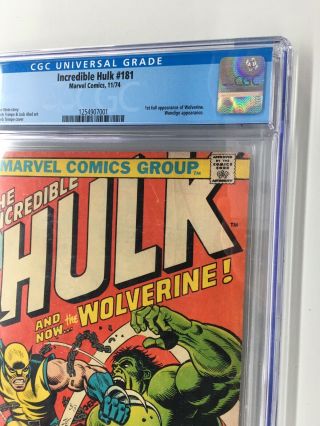 Incredible Hulk 181 1st full Wolverine appearance CGC 4.  5 Marvel Comic 3
