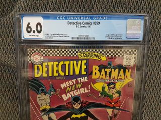 Detective Comics 359,  CGC,  6.  0/Fine,  1st App & Origin Batgirl,  Hot Book 2