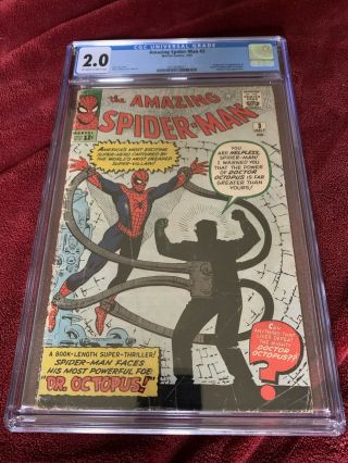 Spider - Man 3 Cgc 2.  0 1963 Ow/white Pages 1st Appearance Doctor Octopus