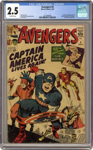 Avengers 4 Cgc 2.  5 1964 3771808003 1st Silver Age Captain America And Bucky